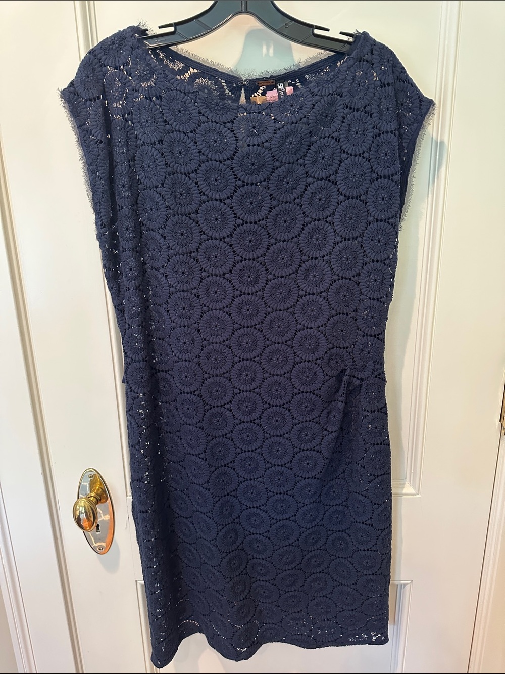 Elie Tahari Navy Crochet Dress Sz 14
